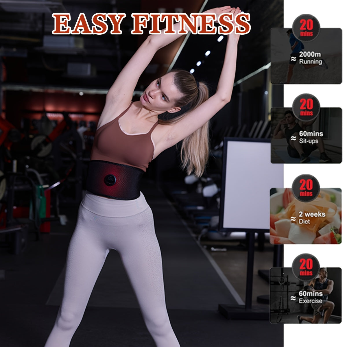 USB Charging EMS Muscle Massage Belt with 6 Modes and 18 Intensities for Full Body Use