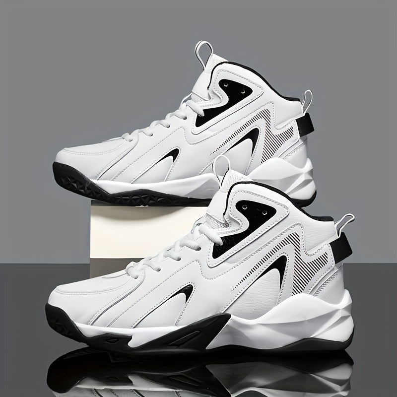 Plus Size Men's High Top Basketball Shoes Breathable Non Slip Shock Absorption Indoor Outdoor