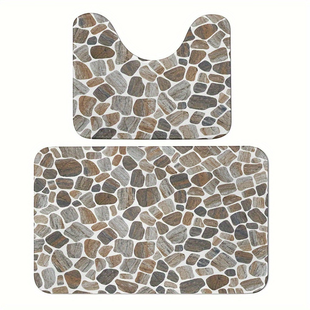 Two-Piece Microfiber Bathroom Rugs Non-Slip Absorbent Woven Polyester