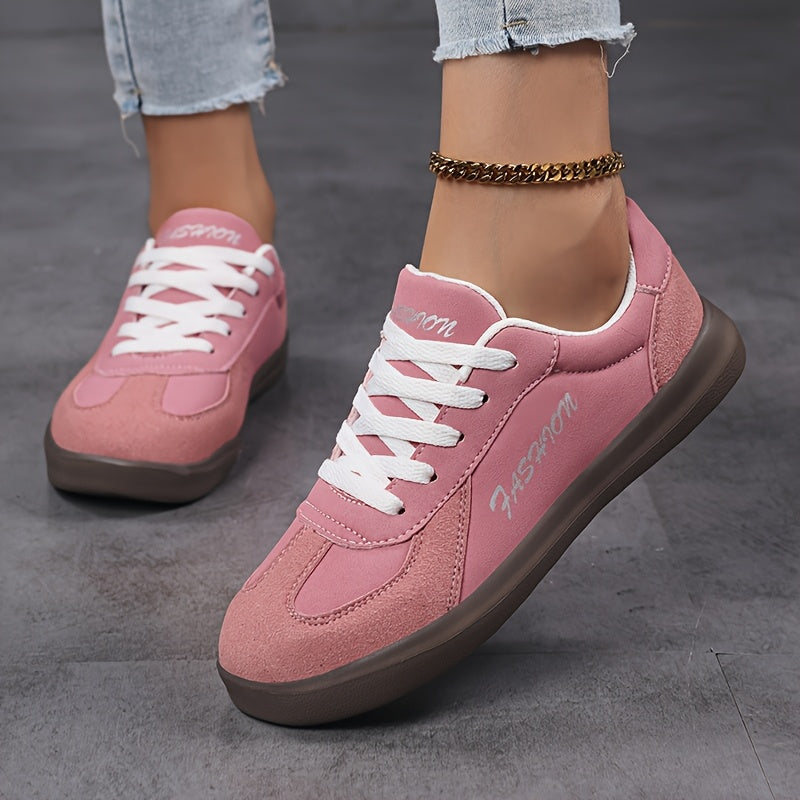 Women Black Fashion Sneakers Casual Low Top Round Toe Lace-Up All-Season Footwear