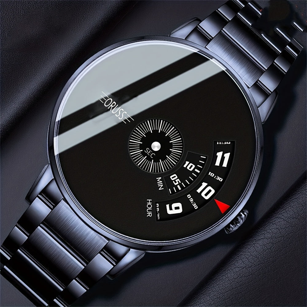 Men's Black Leather Watch for Fashion Students