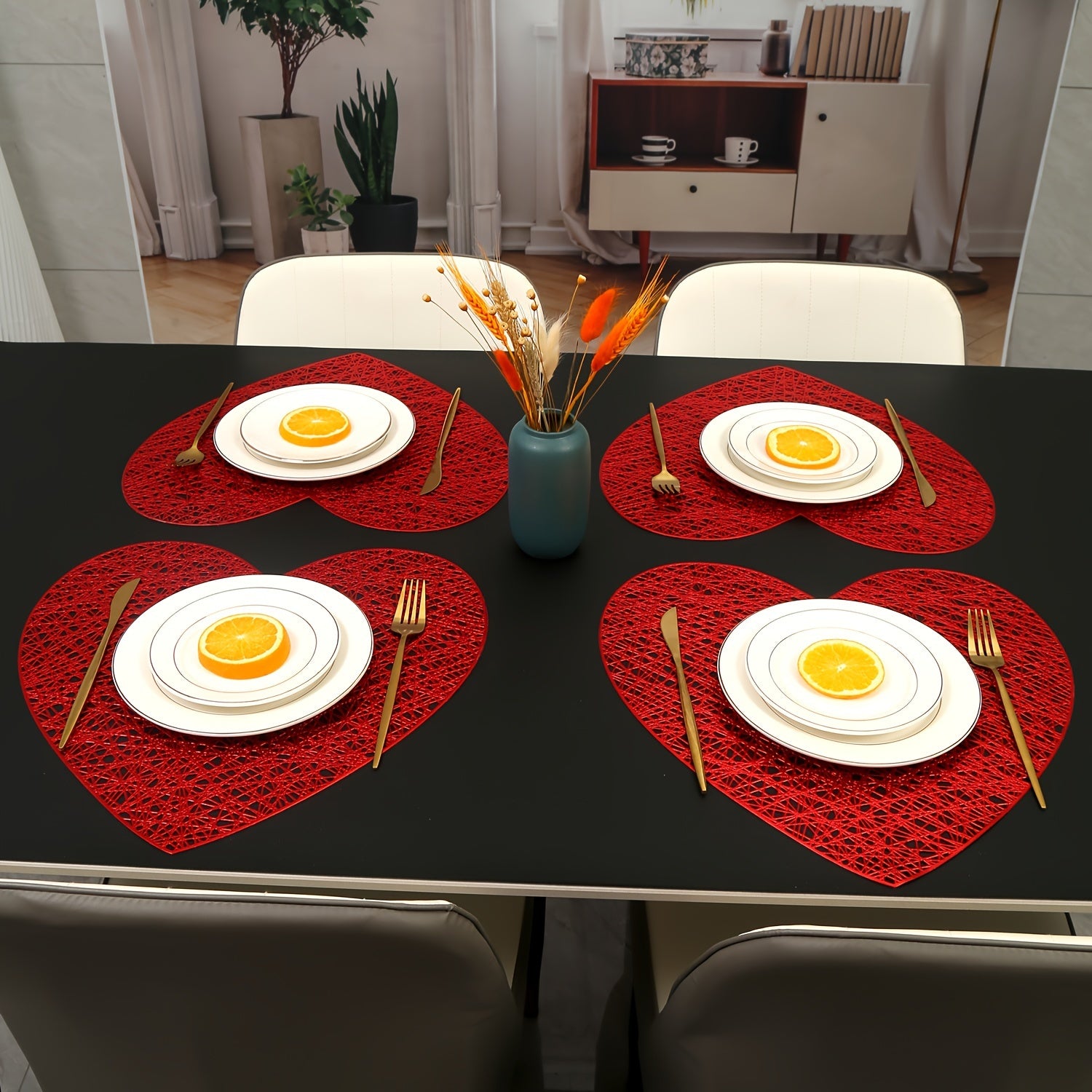 Valentine's Day Tableware Placemats for Restaurant and Hotel Dining Sets of 2 4 6 8 Heat Insulation Anti-Slip