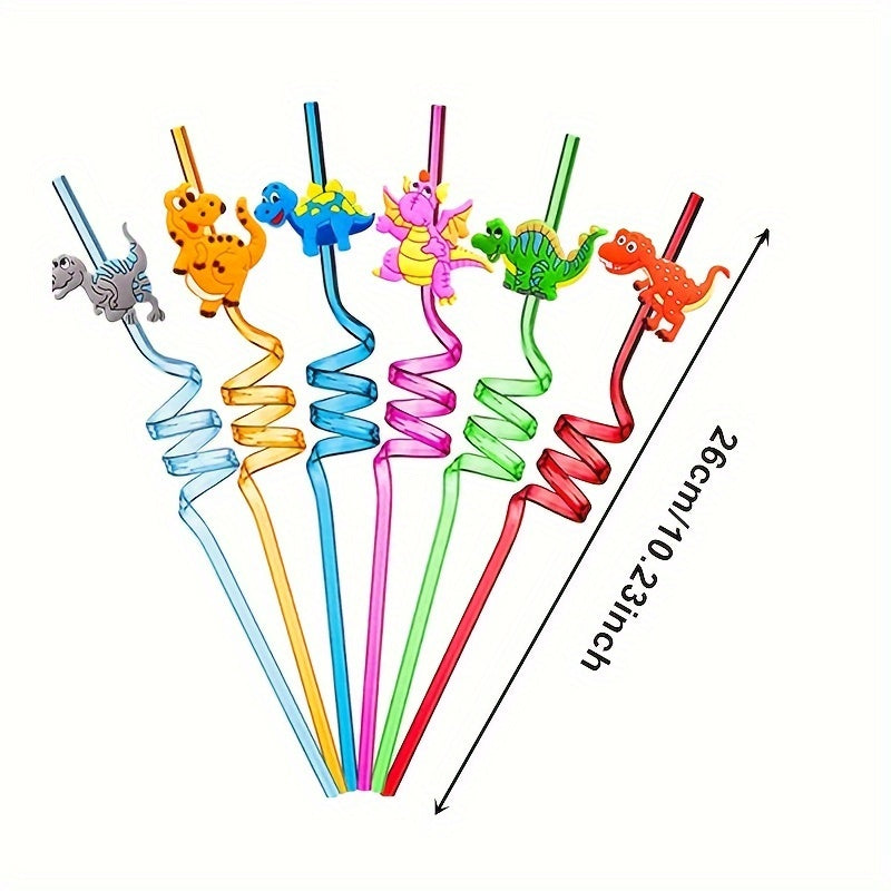 Set of 4 Dinosaur Drinking Straws for Christmas and Thanksgiving Celebrations