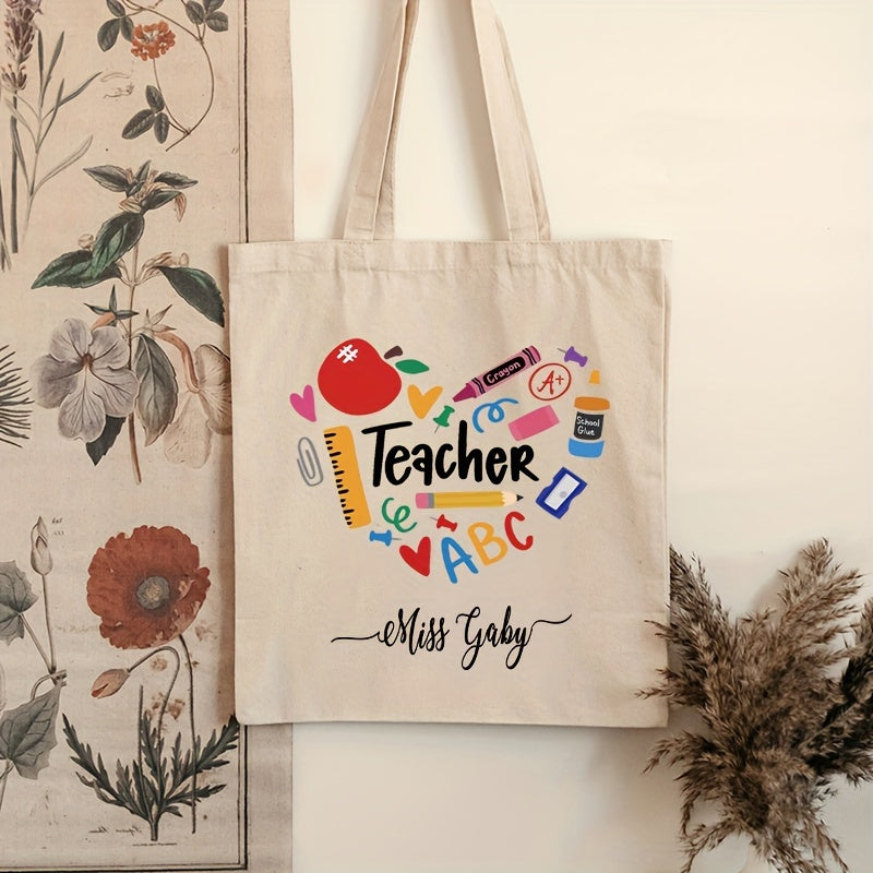 Personalized Canvas Shoulder Bag for Teachers Back to School Gift