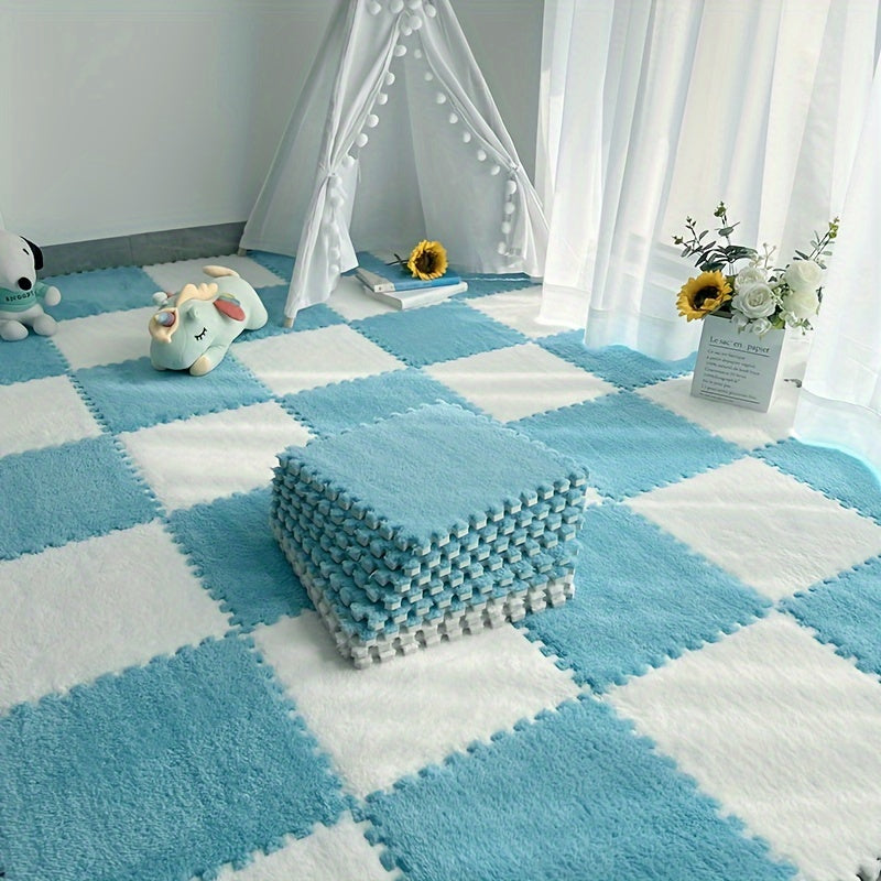 12 Pack Interlocking Rugs Thickened Design Washable Bedroom Closet Carpet Set