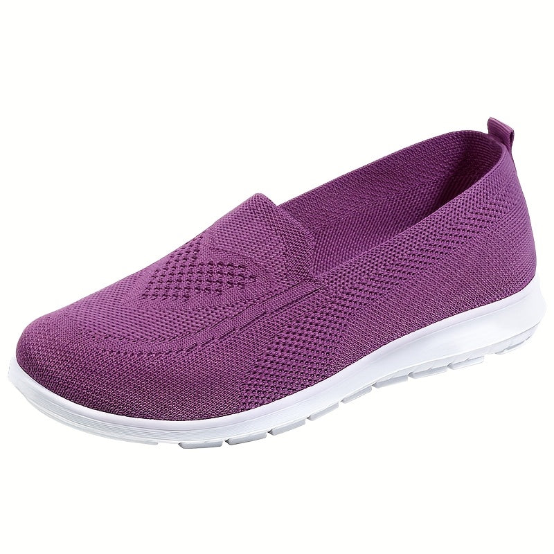 Women's Breathable Knit Slip-On Sneakers Casual Lightweight Comfort Gray and White