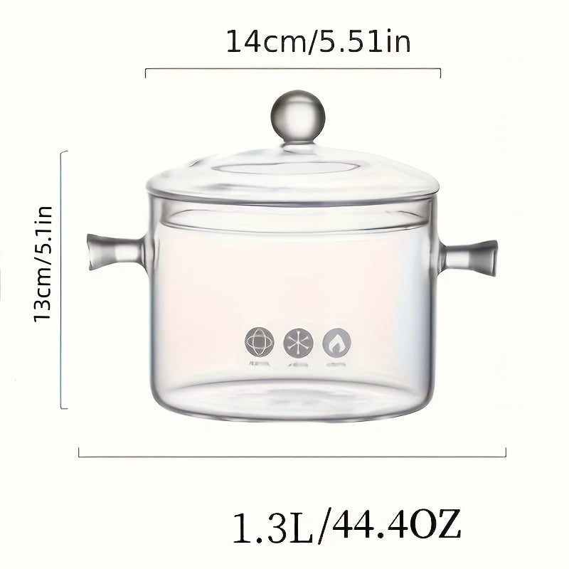 Glass Stockpot Set 3 Sizes 14cm 15cm 16cm Clear Glass Cooking Pot