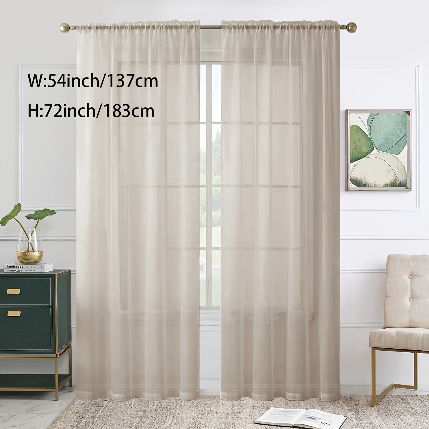 Sheer Curtain Single Panel Light Filtering Privacy Rod Pocket for Living Room Bedroom Kitchen
