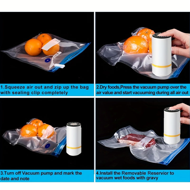 Portable handheld vacuum sealer with USB charging for food storage, automatic operation