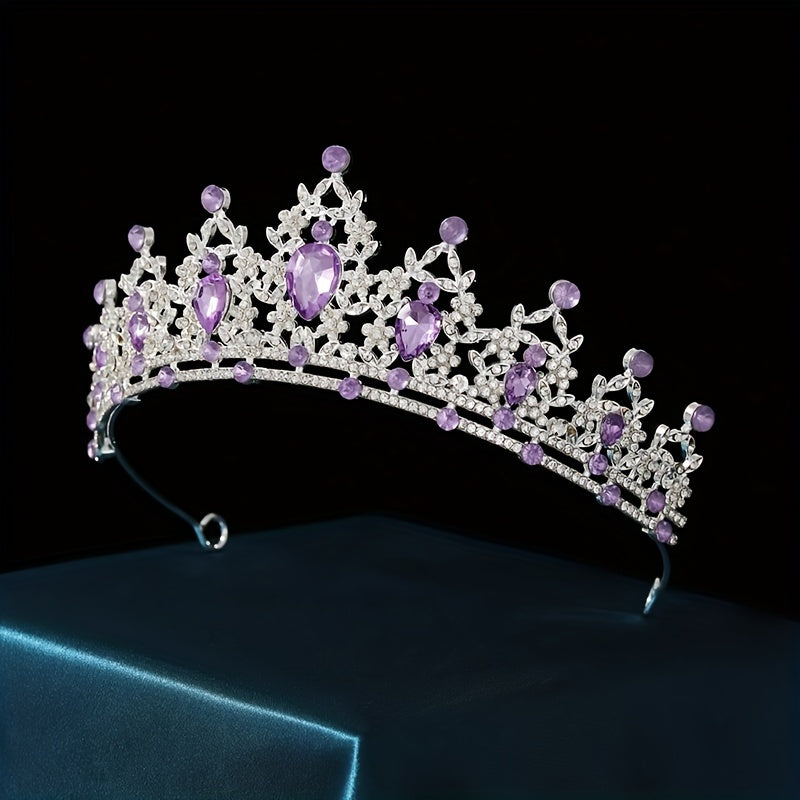Ladies' Elegant Party Tiara with Classic Crown Jewels for Bridal and Royal Occasions
