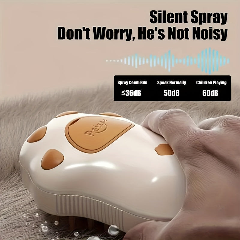 Steam Pet Cat Brush 3-in-1 Electric Self-Cleaning Grooming Tool with Silicone Paw Design