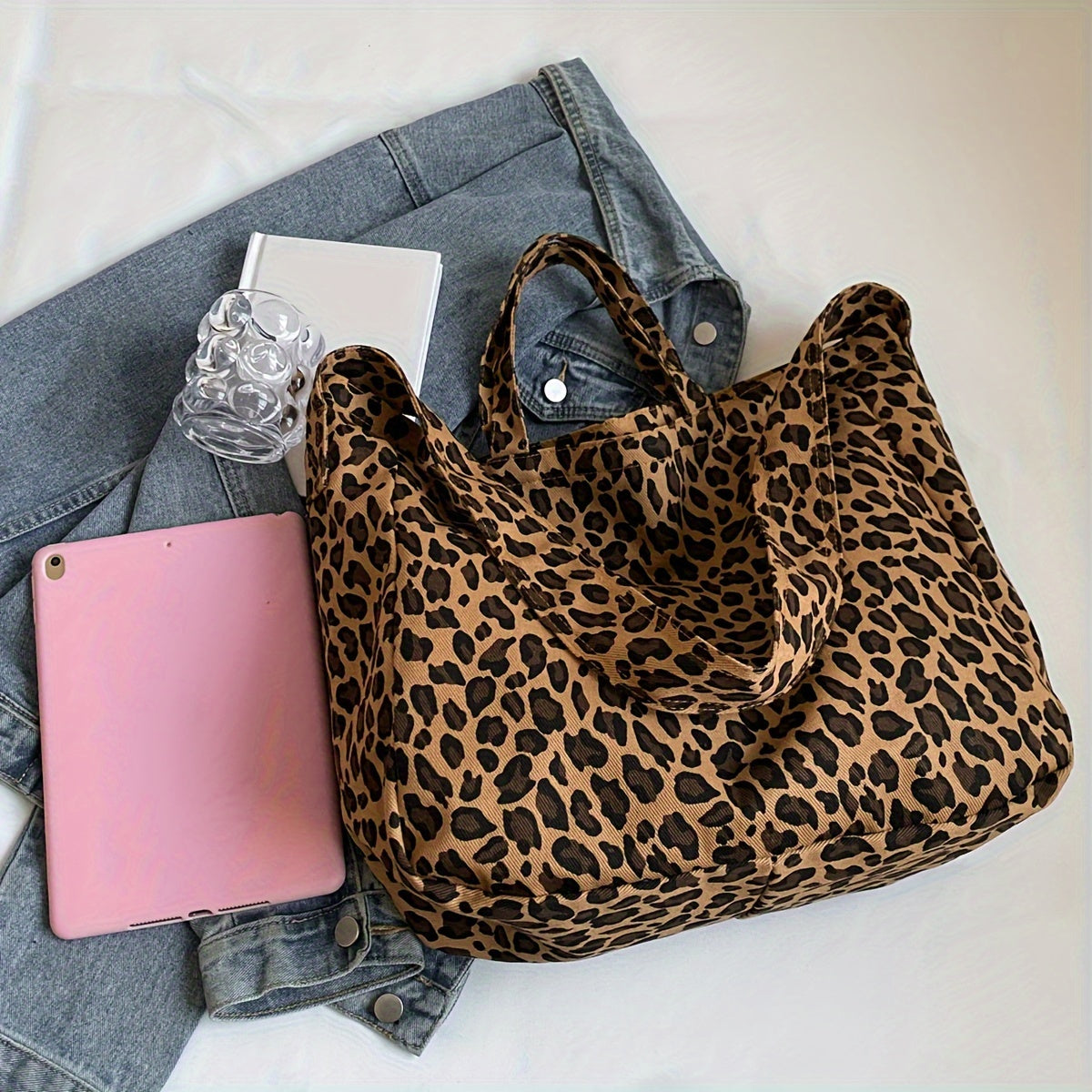 Ayollar uchun Leopard Print Tote Bag – Zamonaviy, Katta sig'imli, Ko'p funksiyali, Zipper yopilishi