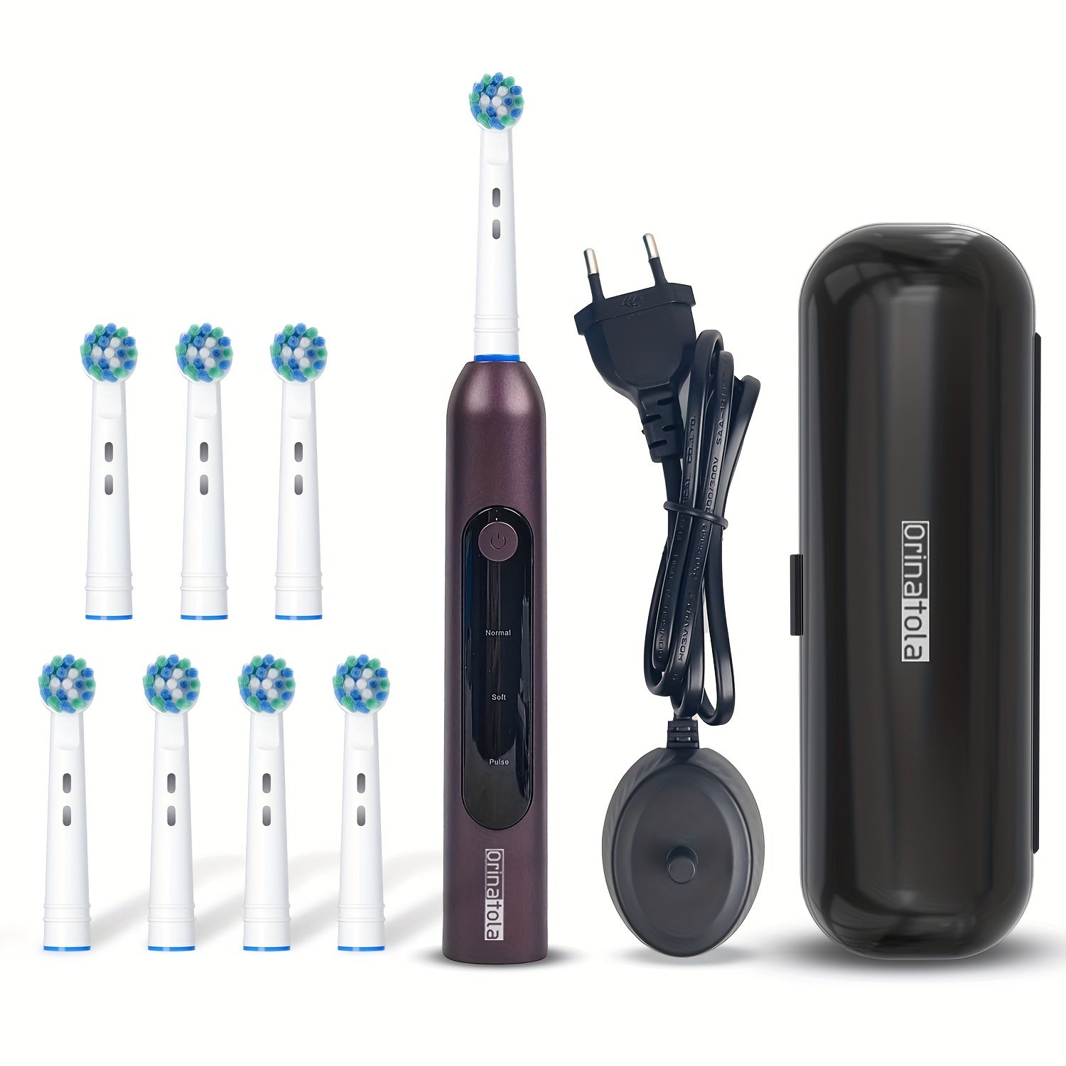 Juftliklar uchun elektr tish cho'tkasi, 3 ta rejim va sayohat qutisi bilan qayta zaryadlanuvchi