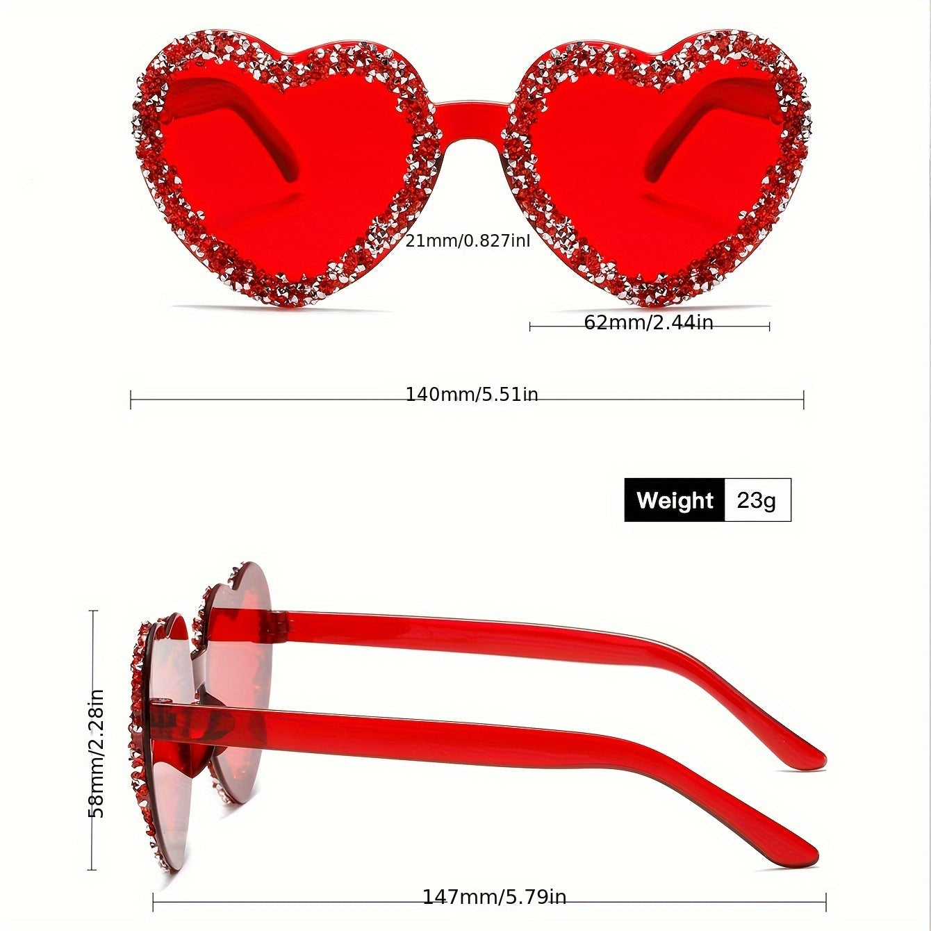 Women's Fashion Glasses with Rhinestones in Candy Colors for Outdoor Events and Parties