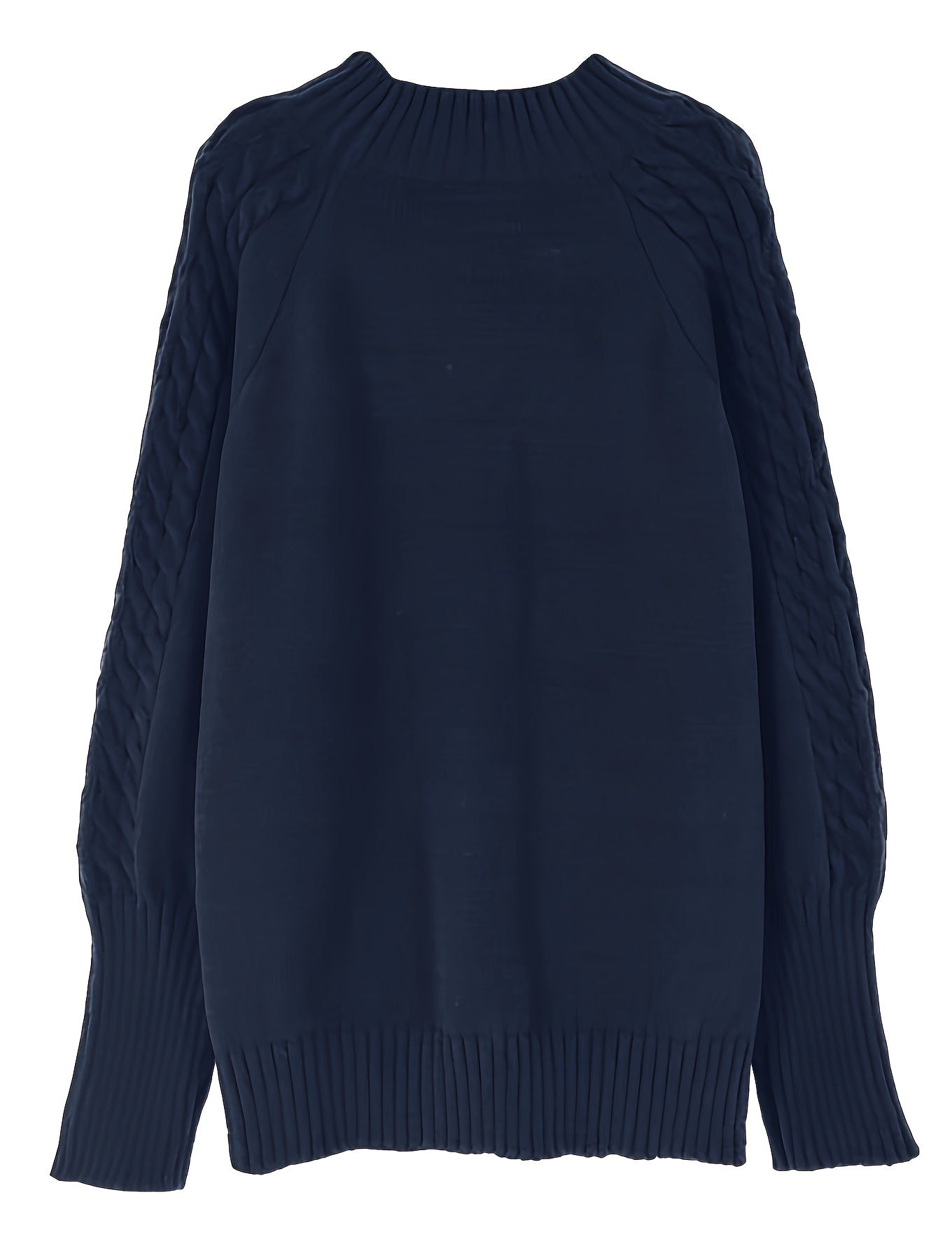 Suéter de punto de cuello alto oversize para mujer, de poliéster sólido, manga larga, para otoño e invierno