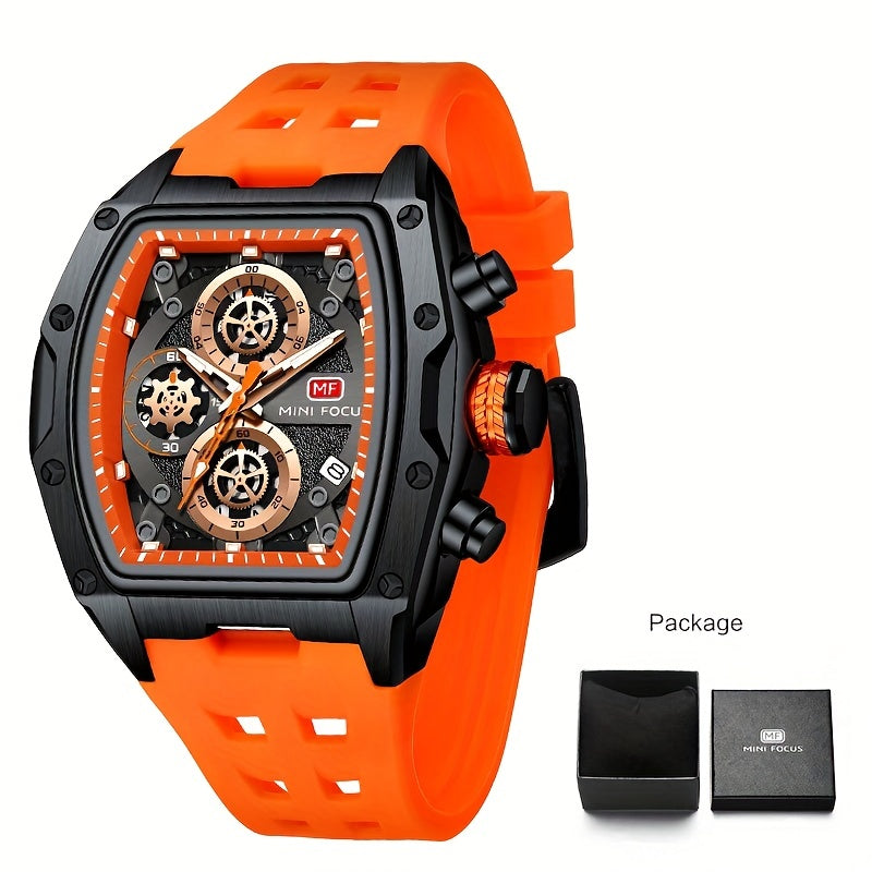 Women's Mini Focus Sport Quartz Watch with Orange Silicone Strap Chronograph Date Luminous