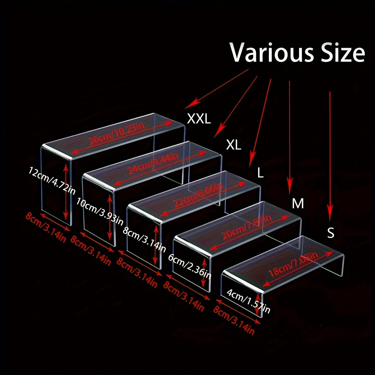 5-Piece Clear Acrylic Cupcake Stand Set for Weddings and Parties Multiple Sizes
