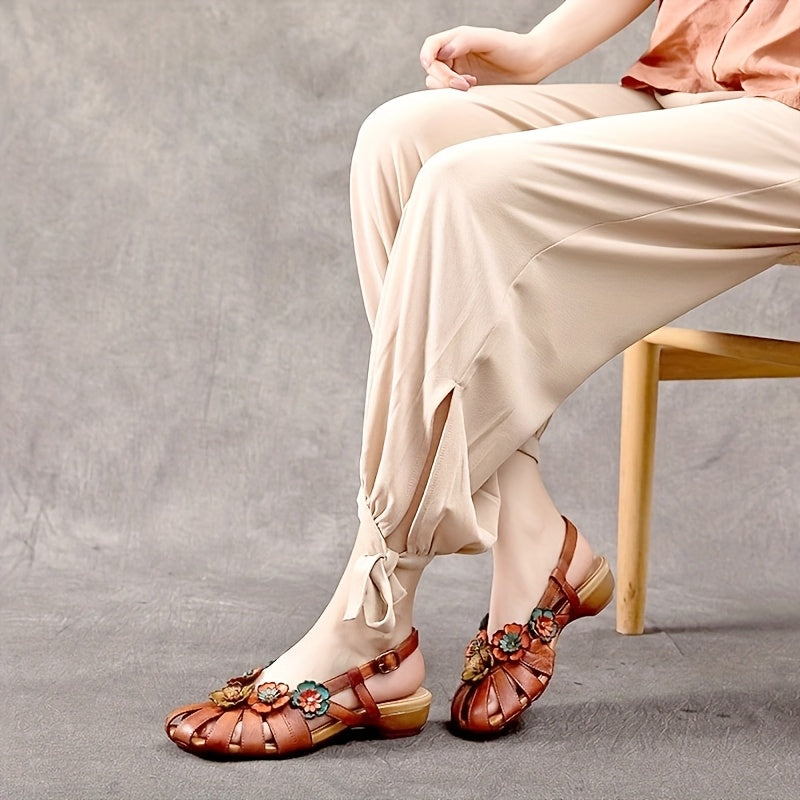 Women's Flat Sandals Summer Fashion Floral Pattern Beach Shoes