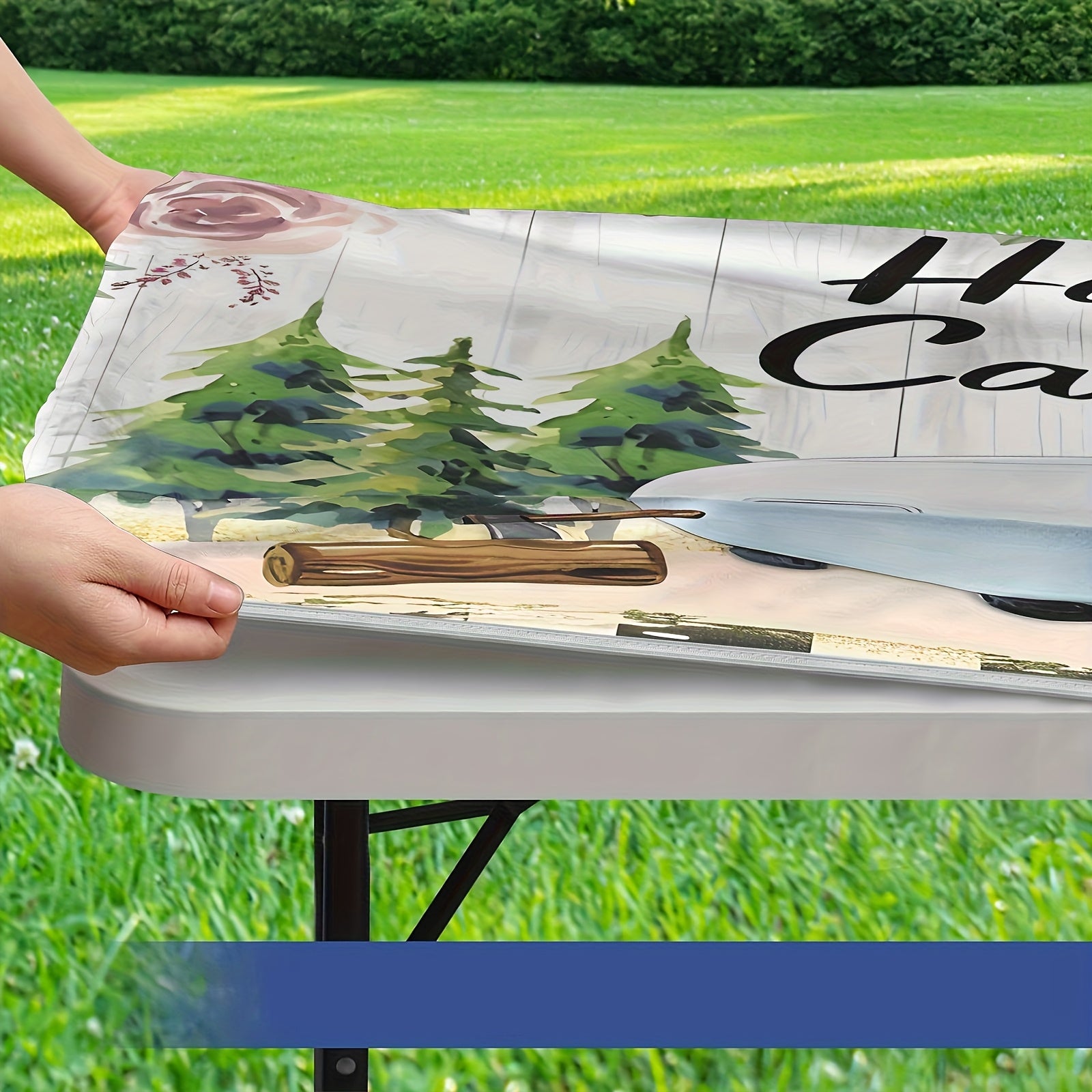 Outdoor Picnic Tablecloth Set with 4 Elastic Covers for Outdoor Dining and Parties