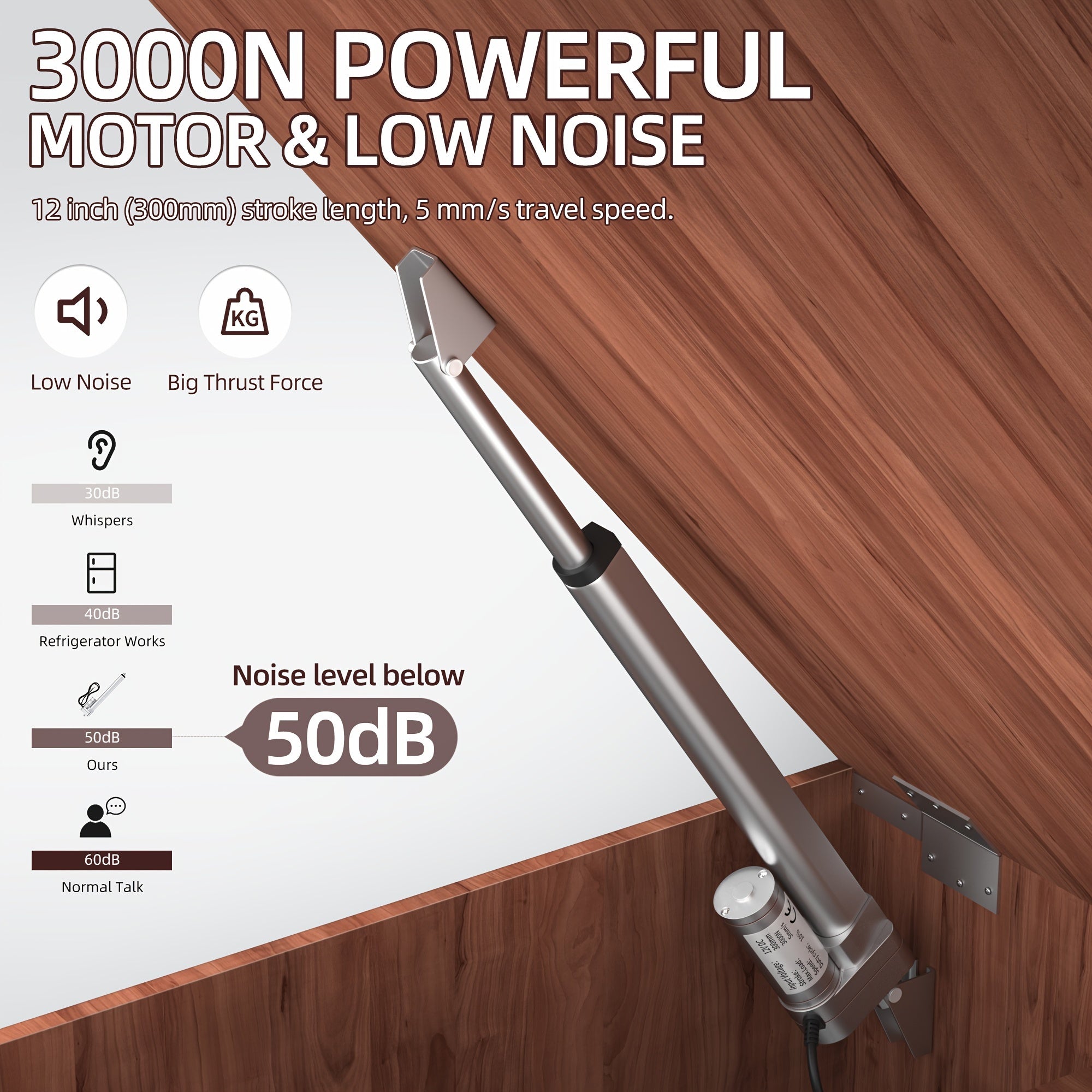 30.48cm Electric Linear Actuator 3000N Thrust Aluminum Alloy Quiet Durable