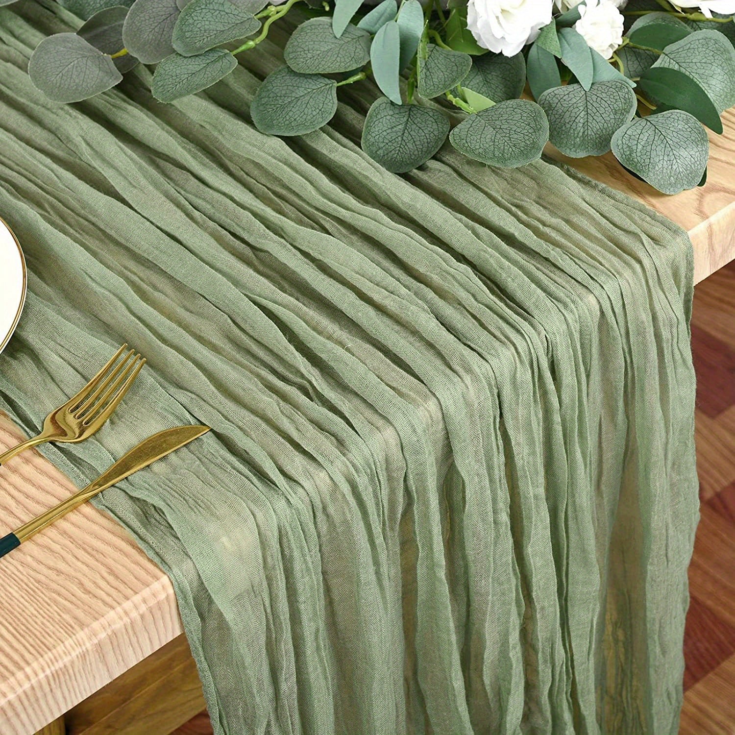 Wrinkled Cheesecloth Table Runner Bohemian Chic Wedding Party Decor