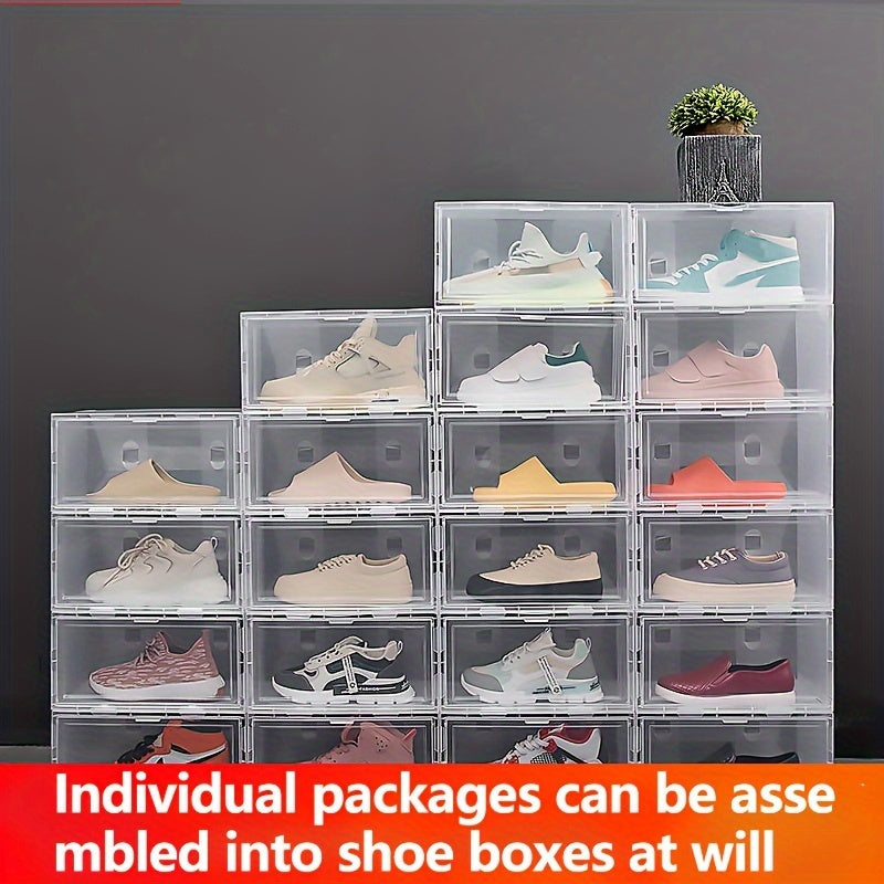 Clear Plastic Shoe Storage Boxes 6-Pack with Flip Top Closure for Sneakers and Athletic Shoes