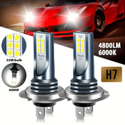 2 piezas de bombillas LED H7 para faros 12 SMD 6000K luz blanca para niebla, compatibles con coches y camiones