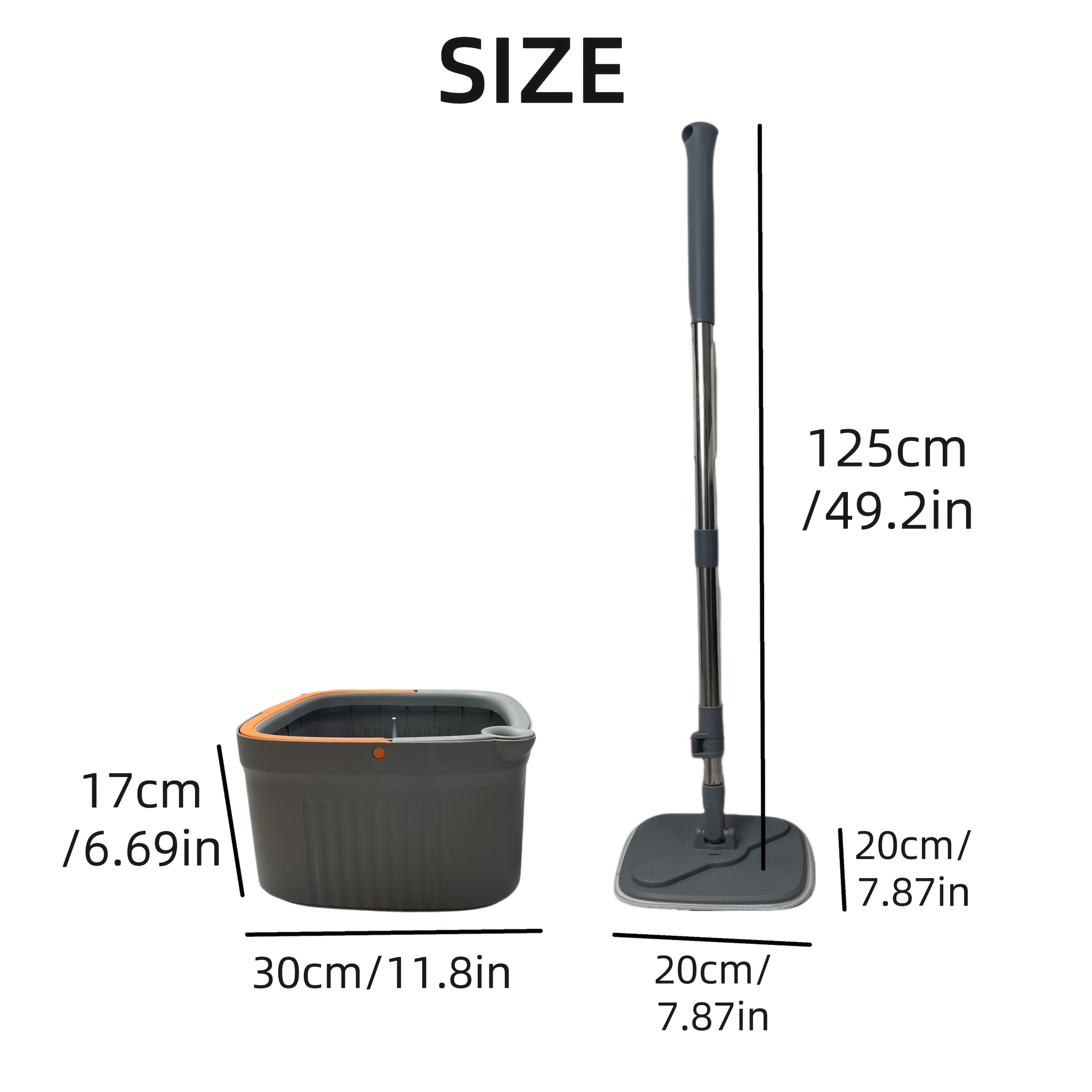 Uy va tashqarida tozalash uchun 360° aylanuvchi tizimli kvadrat mop va kova to'plami