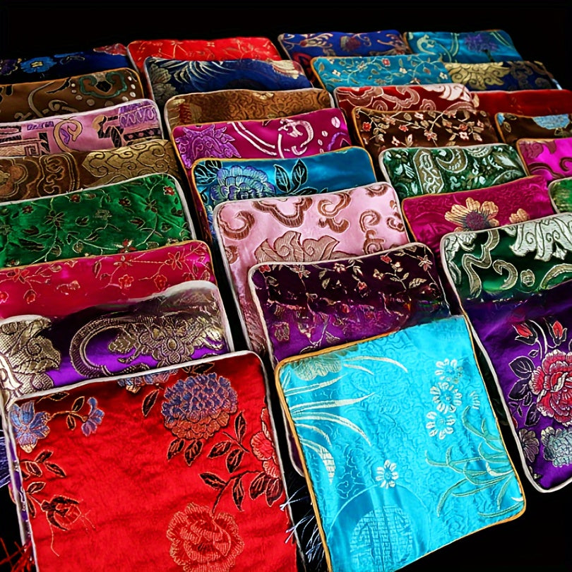 Набор сумок для украшений в стиле китайского шика с вышитым шёлковым бархатом и кисточками