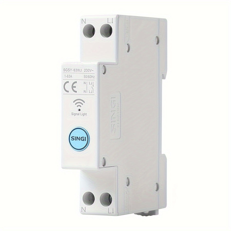 WiFi Smart Circuit Breaker Adjustable 1-63A DIN Rail Wireless Remote Control Metering Home Automation