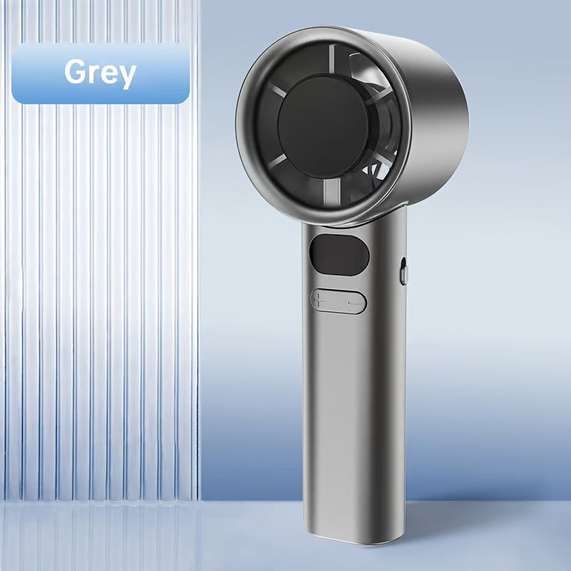 Compact USB Rechargeable Handheld and Desktop Fan with Digital Display High-Speed Turbofan Stepless Speed Beige Blue
