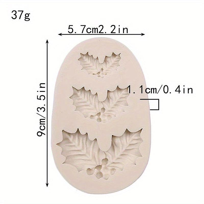 Christmas Holly Leaf Silicone Mold for Cake Decorating and Baking