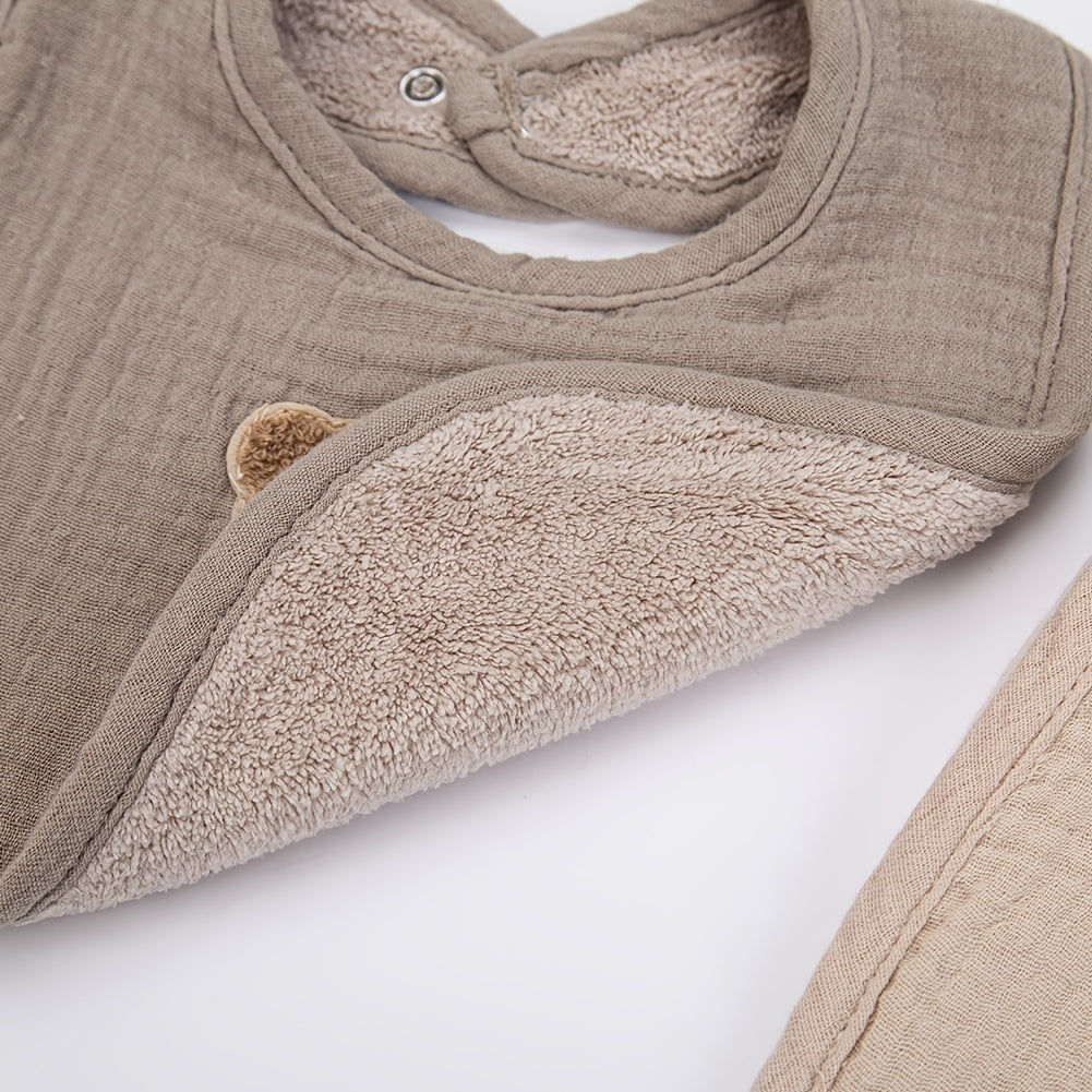 Set of 3 Baby Bibs for Newborns Waterproof Muslin Bibs with U-Absorbent Pockets for Feeding and Burping