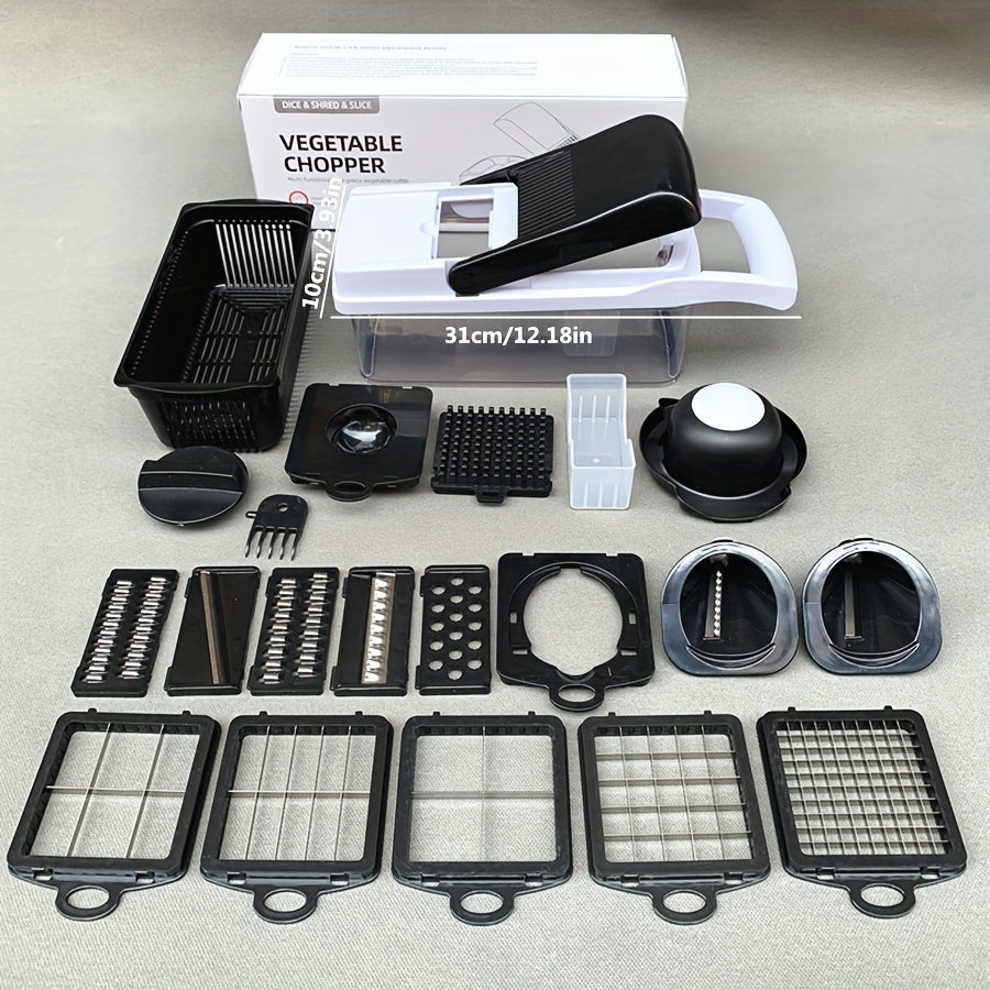 22-In-1 Vegetable Chopper with 12 Blades Slicer Dicer and Strainer