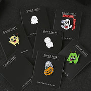 Hallowe'en multfilm alyuminiy pinlar to'plami, 6 dona emalli lapel nishonlari, ruh, mumiyo, qovoq bosh, sumkalar, shlyapa uchun