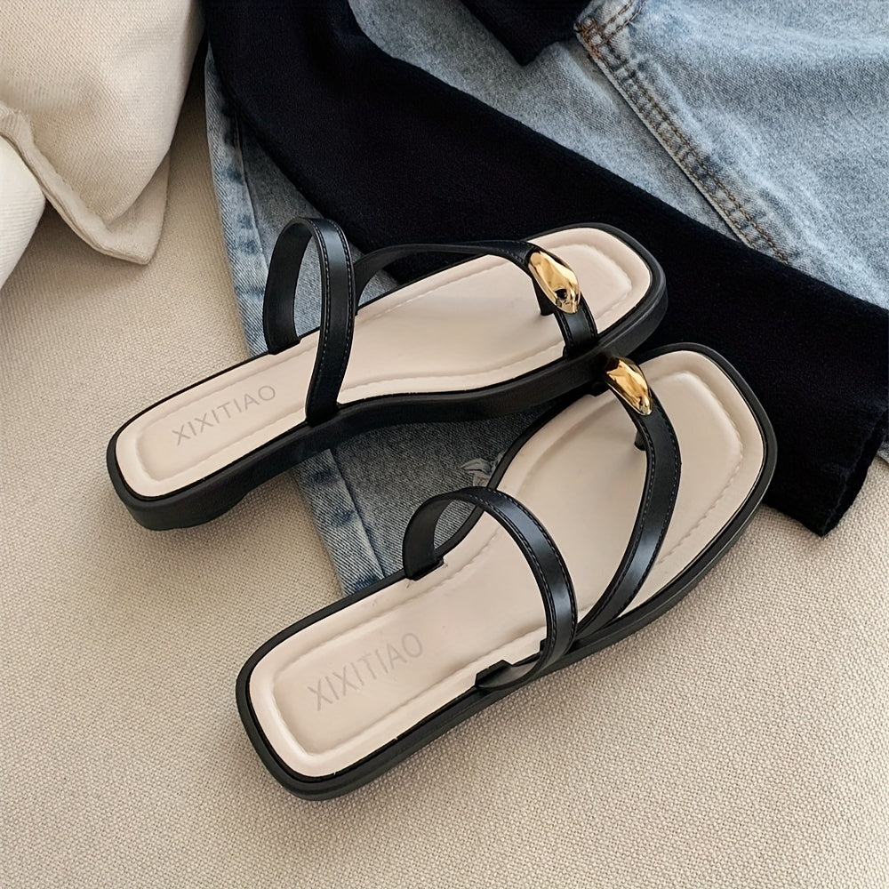 Women's Slip-On Sandals Non-Slip Open-Toe Beach Shoes Black White
