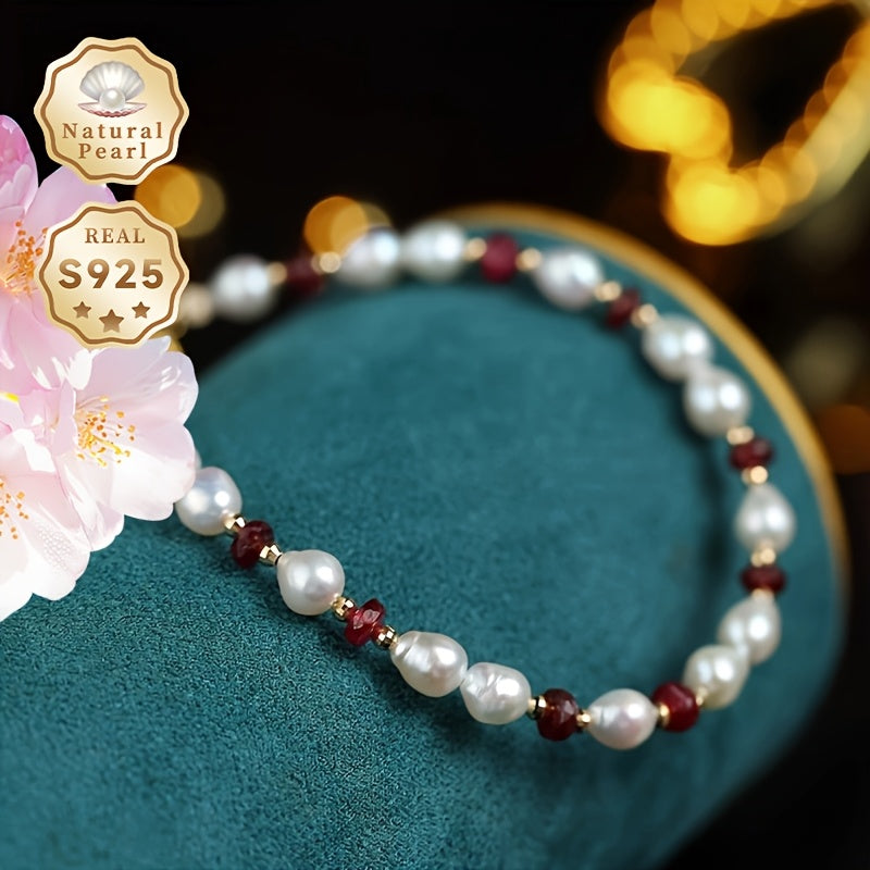 Women's Pearl Bracelet with Freshwater Pearls Silver Chain June Birthstone Jewelry