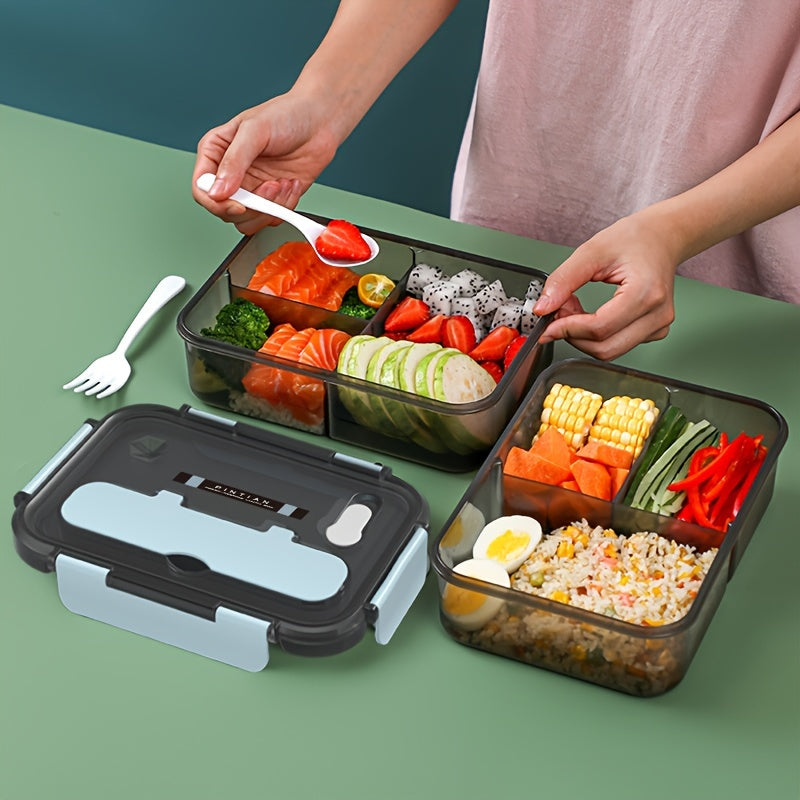 Large Capacity Leak-Proof Lunch Box with Spoon Double-Layered Microwave Safe