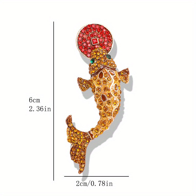 Women's Rhinestone Carp Brooch with Unique Shape Jewelry Accessory
