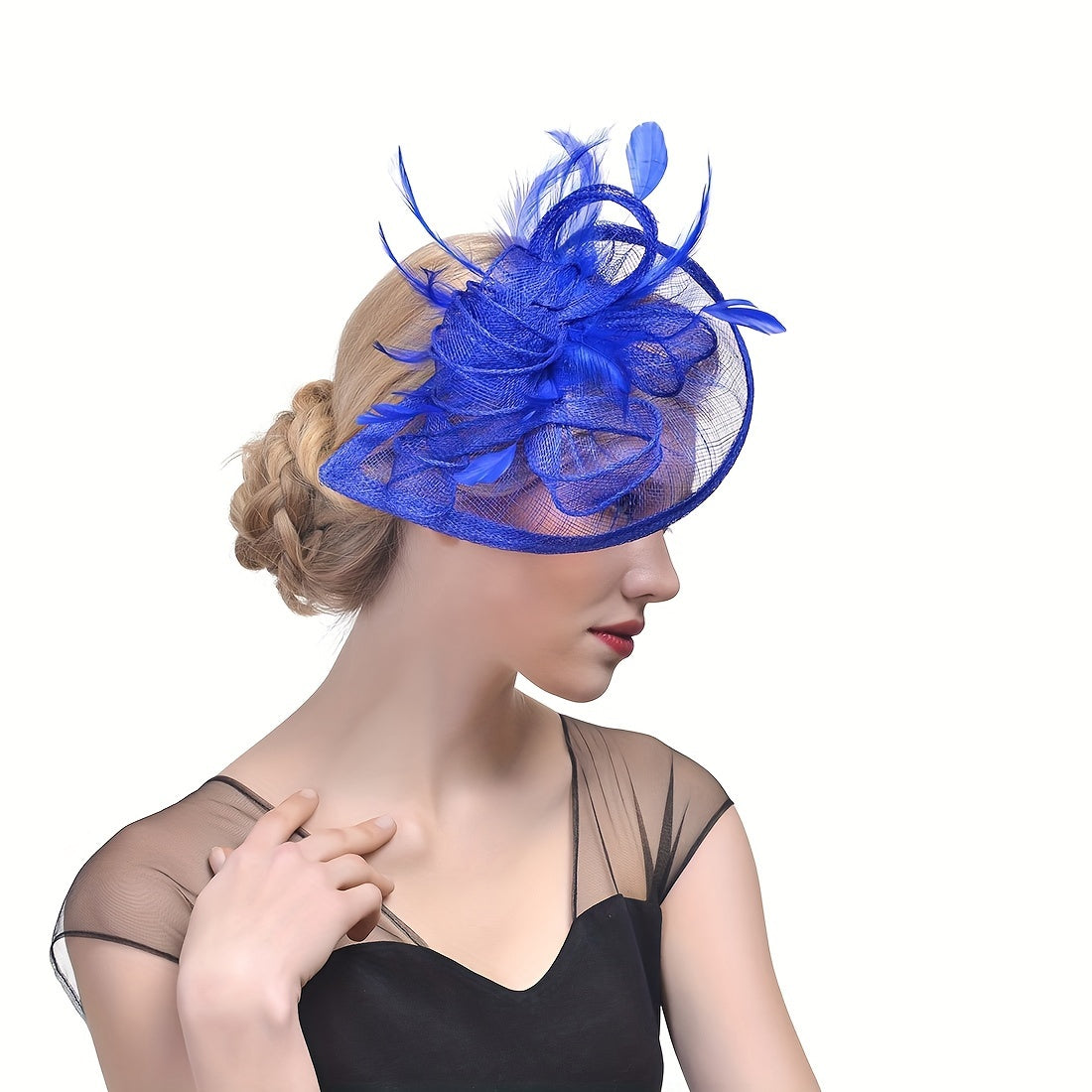 Vintage Style Headwear with Flower Mesh Design and Faux Feather for Weddings and Parties