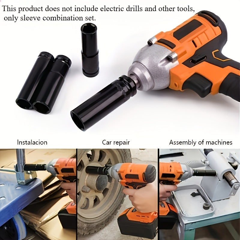 10 Piece Socket Set 1/2 Inch Assortment Kit Hexagon Long Sockets for Automotive