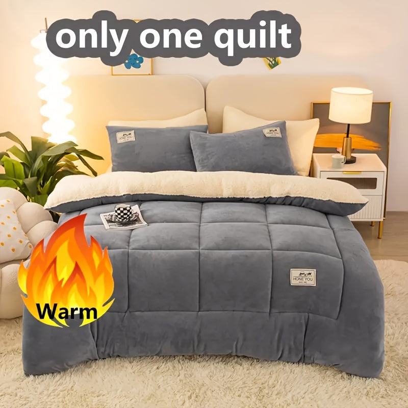 All-Season Thick Quilted Fleece Blanket Microfiber Plush Breathable Solid Color