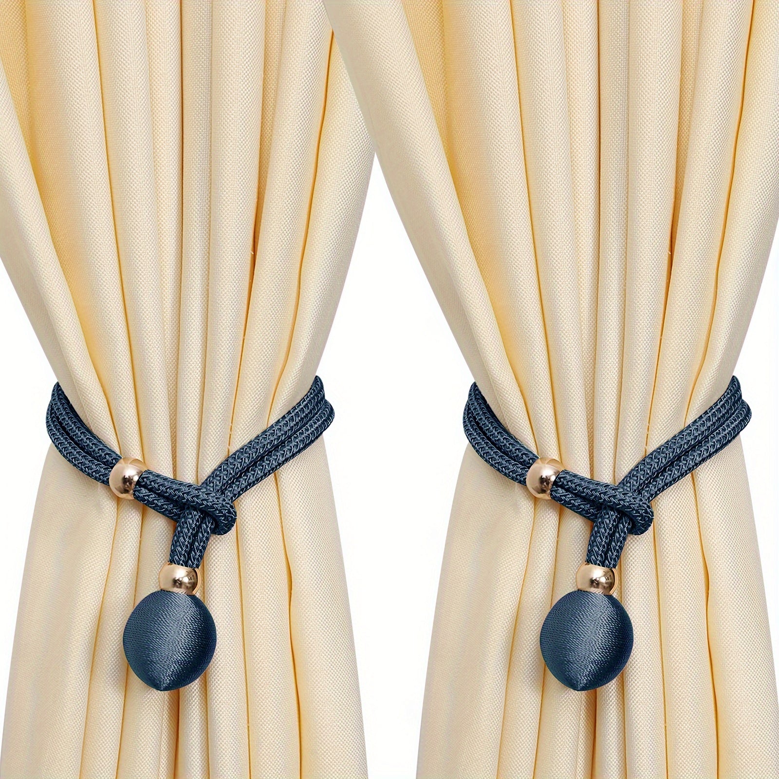 Set of 2 Modern Polyester Elastic Tiebacks for Thick Curtains, Adjustable Window Decor