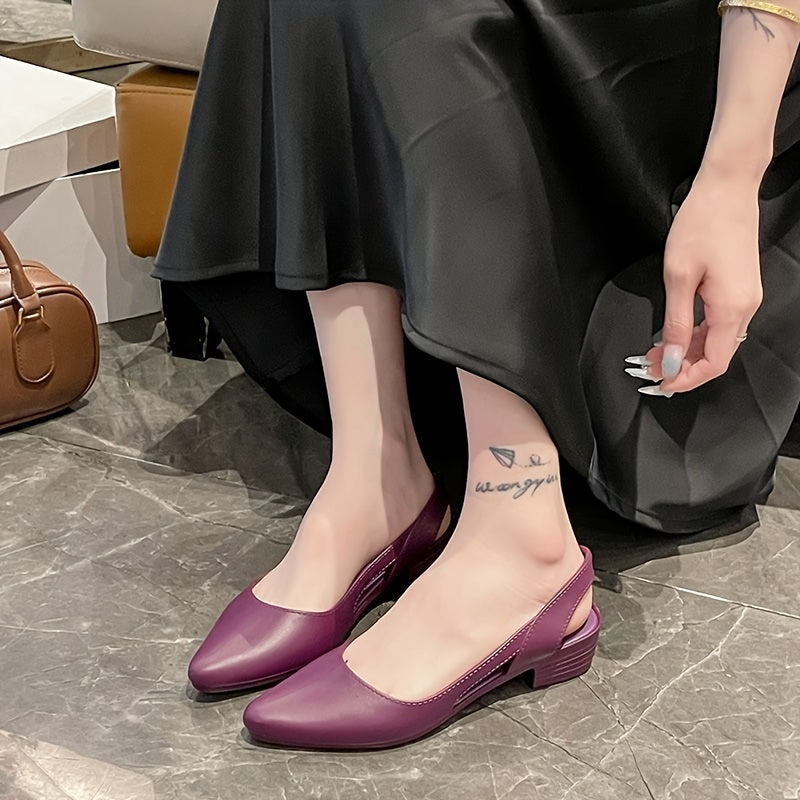 Women's Pointed Toe Flats Slip-Resistant Black TPU Office Shoes