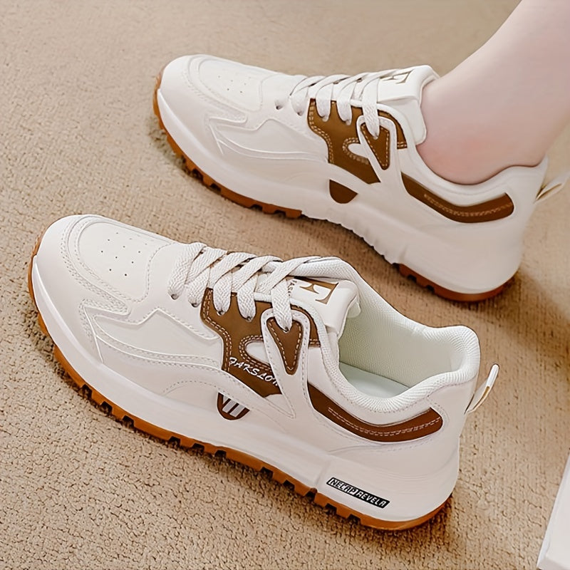 Women's Lightweight Lace-Up Sneakers with Non-Slip Rubber Sole Breathable Fabric Casual All-Season