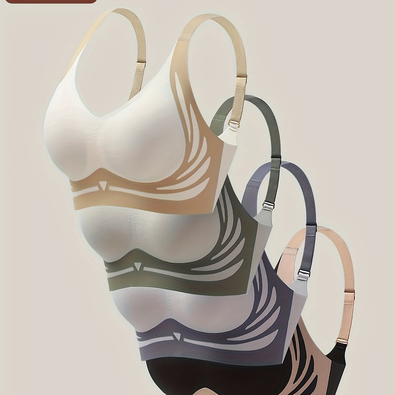 Women's Plus Size Casual Cotton Bra Set 4 Pack