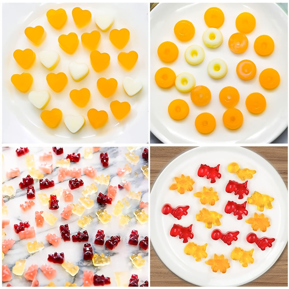 Set of 5 Silicone Gummy Bear Chocolate Molds with 2 Droppers Non-Stick Candy Making Kit