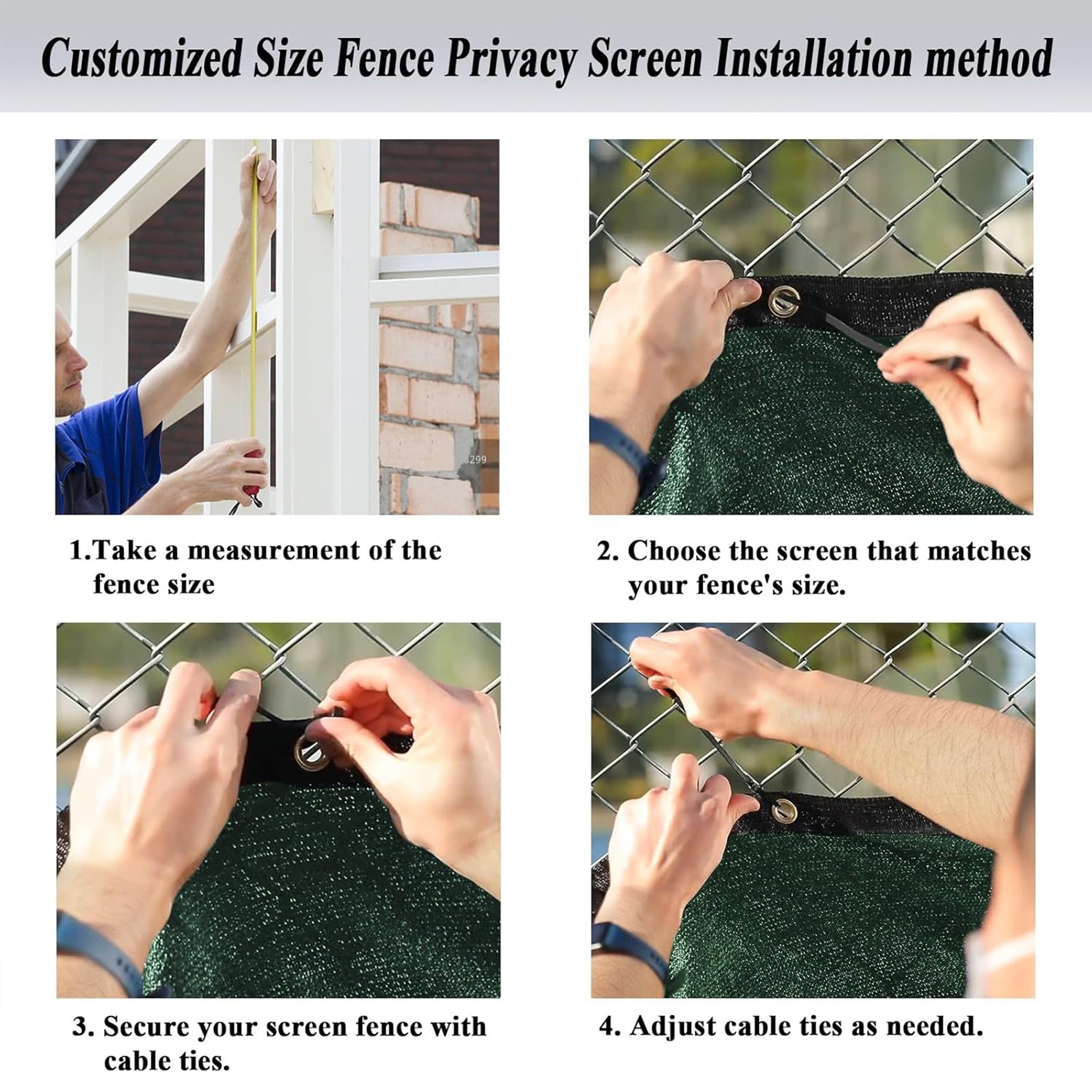 Polypropylene Privacy Screen with Grommets UV Protection Indoor Outdoor Garden Patio