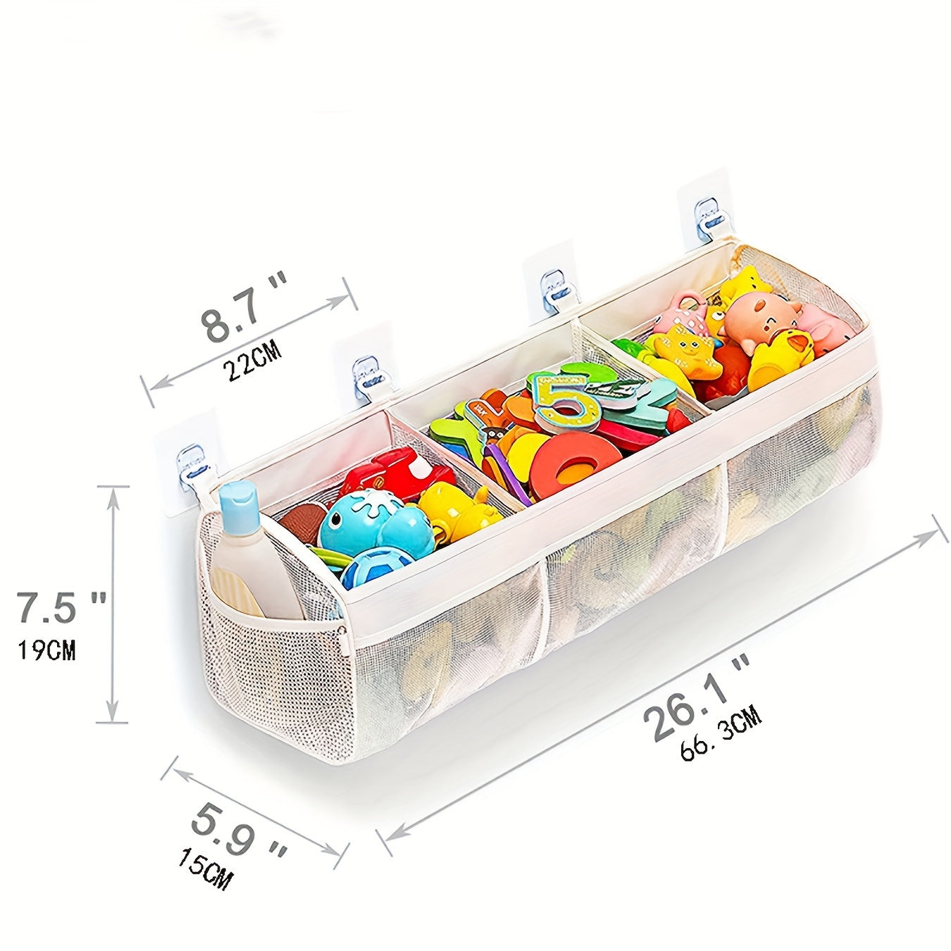 Large Capacity Mesh Bath Toy Organizer Wall Mount Storage Bag for Bathroom Kids