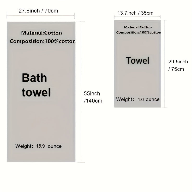 Cotton Towel Set Bath Hand and Bath Towels Soft Absorbent Durable 34.8x74.9cm 70.1x139.7cm